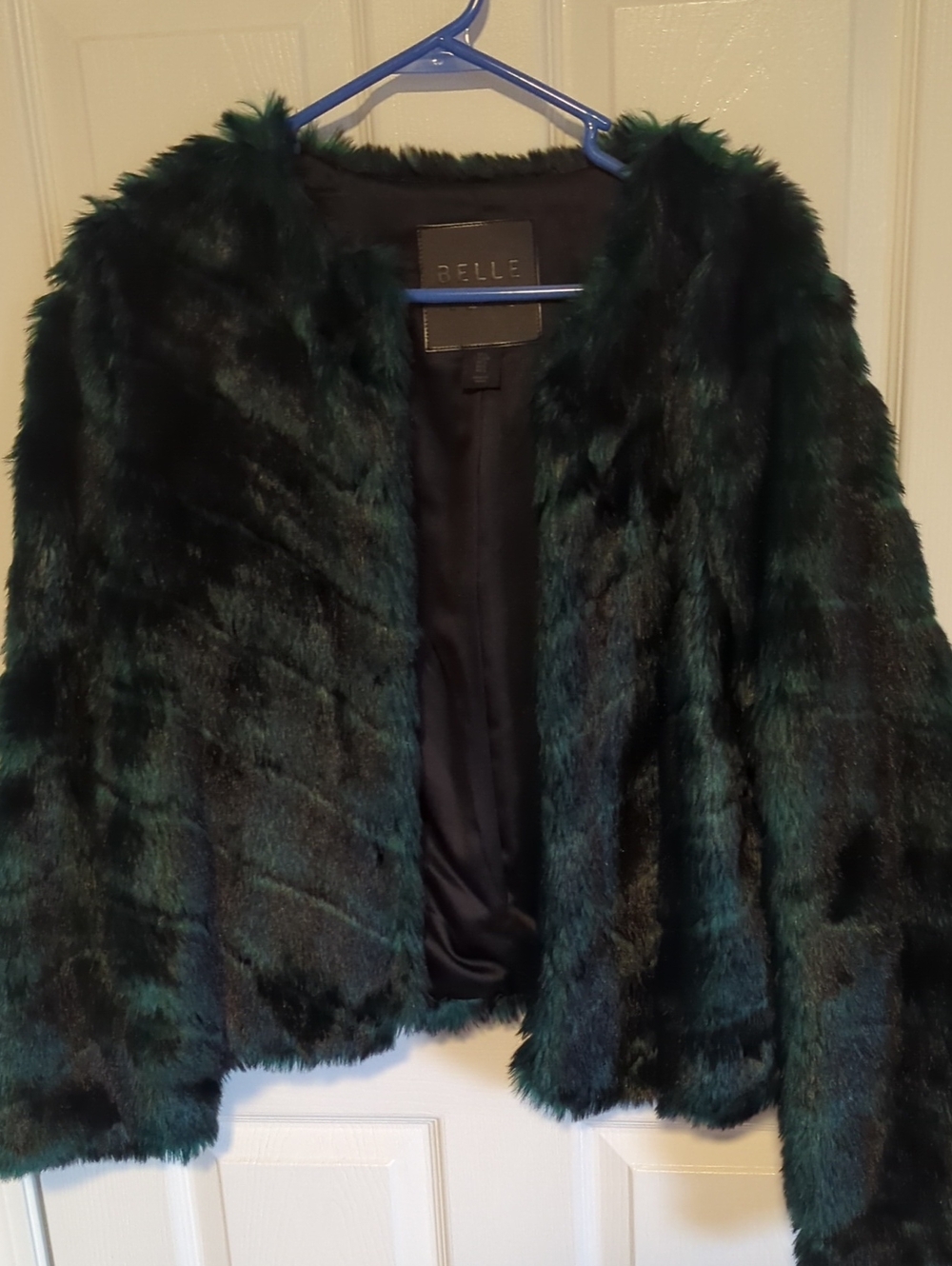 Belle Dark Green Faux Fur Teddy Jacket - Open Front Cozy Coat